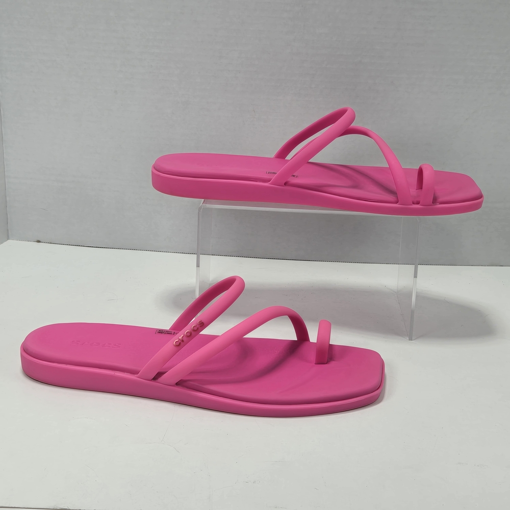 CROCS Miami Toe Loop Hot Pink Barbie Pink Sandals Women's Size 10 - Picture 2 of 11